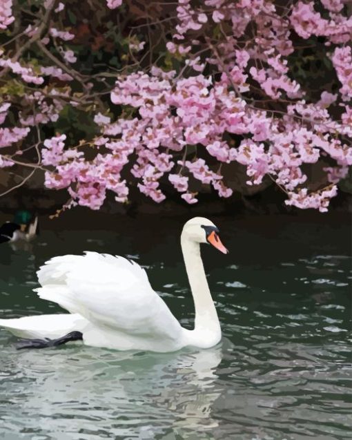 Cherry And Swan Diamond Painting