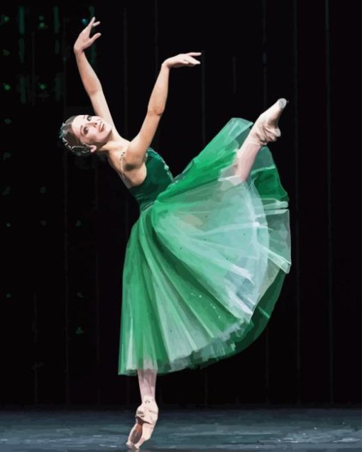 Ballerina In Green Diamond Painting