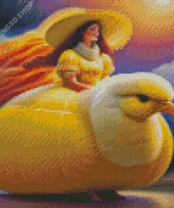 Woman Riding Bird Diamond Painting