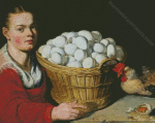 Girl With Basket Diamond Painting