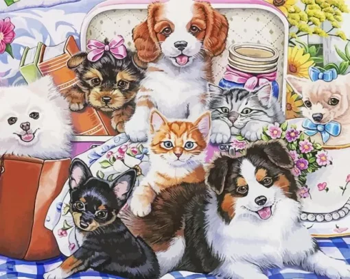 Kittens And Puppies Diamond Painting