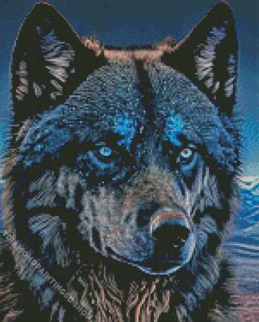 Black Wolf Head Diamond Painting