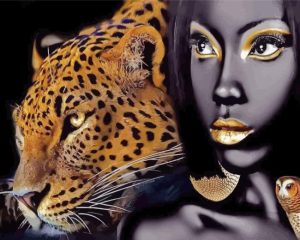 Woman By Leopard Diamond Painting