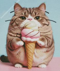Cat Eating Diamond Painting