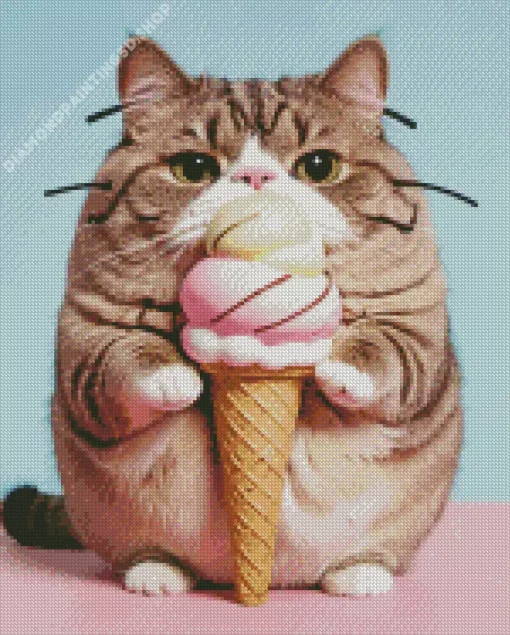 Cat Eating Diamond Painting