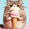 Cat Eating Diamond Painting