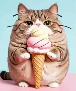 Cat Eating Diamond Painting