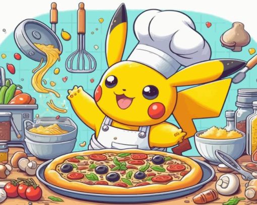 Excited Chef Pikachu Diamond Painting