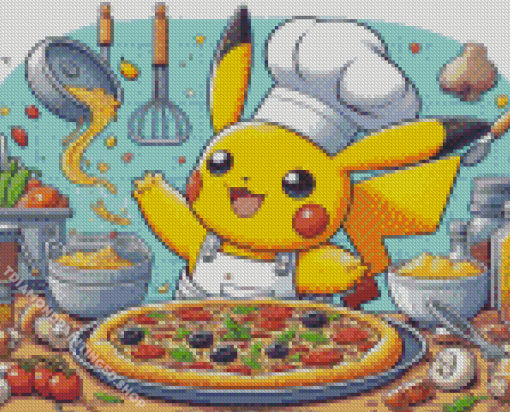 Excited Chef Pikachu Diamond Painting