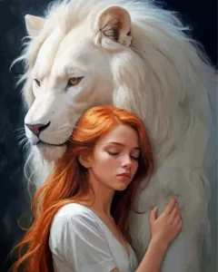 Girl Hugging Lion Diamond Painting