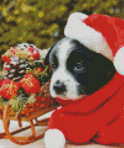 Cute Christmas Puppy Diamond Painting