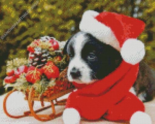 Cute Christmas Puppy Diamond Painting