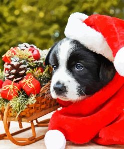 Cute Christmas Puppy Diamond Painting