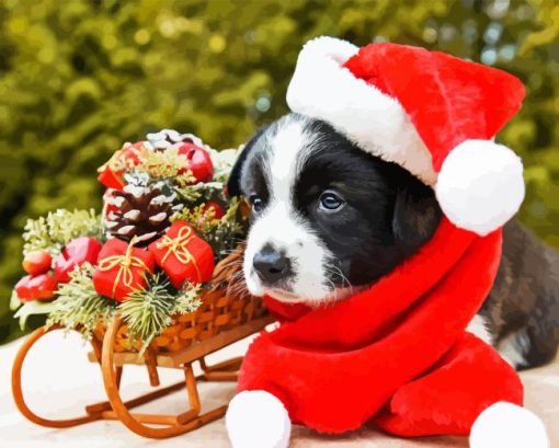 Cute Christmas Puppy Diamond Painting