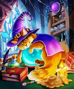 Sleepy Wizard Cat Diamond Painting