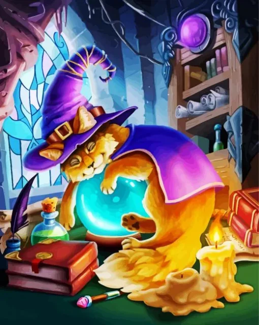 Sleepy Wizard Cat Diamond Painting