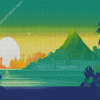 Green Sunset Diamond Painting