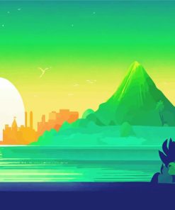 Green Sunset Diamond Painting