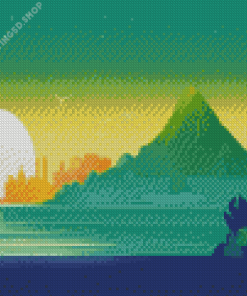 Green Sunset Diamond Painting