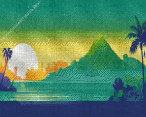 Green Sunset Diamond Painting