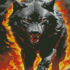 Black Growling Wolf Diamond Painting