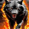 Black Growling Wolf Diamond Painting