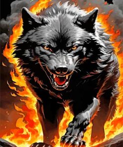 Black Growling Wolf Diamond Painting