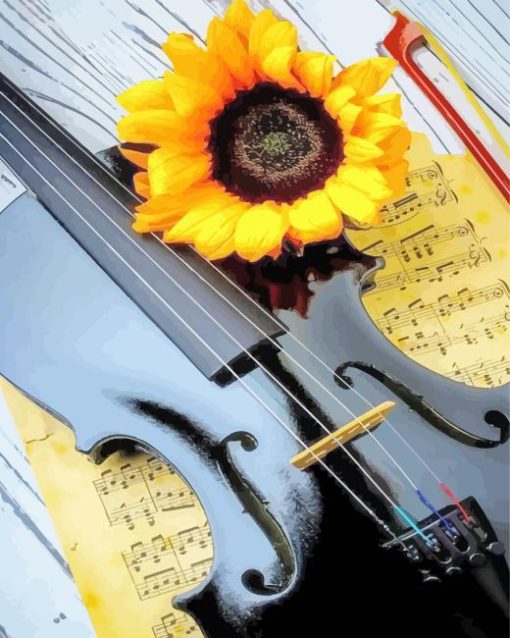 Violin With Sunflower Diamond Painting