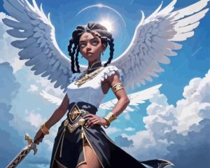 Black Warrior Angel Diamond Painting