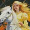 Blonde And Horse Diamond Painting