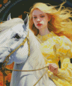 Blonde And Horse Diamond Painting