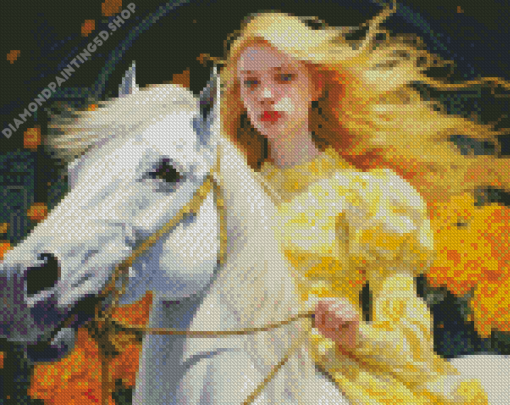 Blonde And Horse Diamond Painting