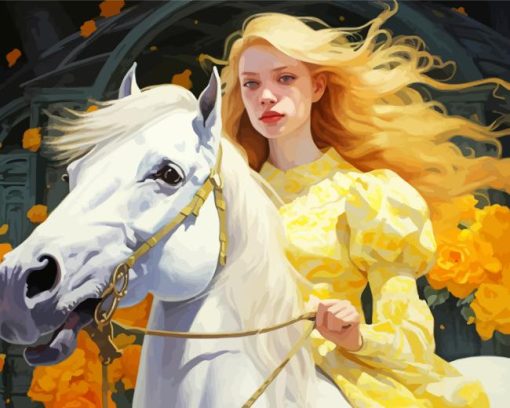 Blonde And Horse Diamond Painting