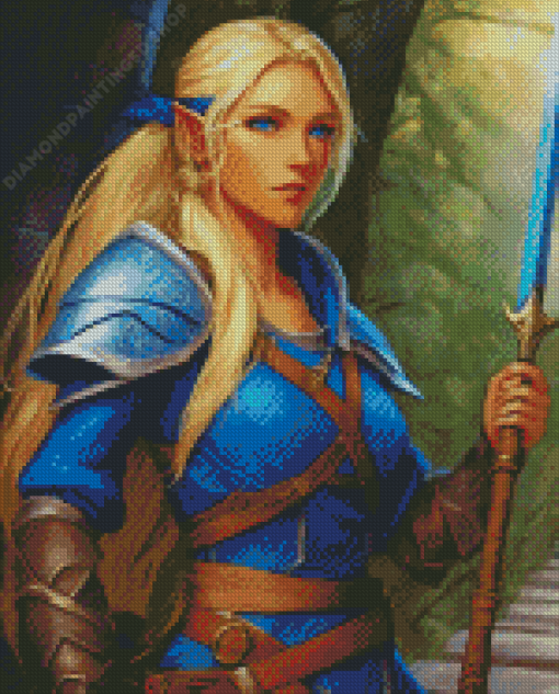 Blonde Elf Warrior Diamond Painting