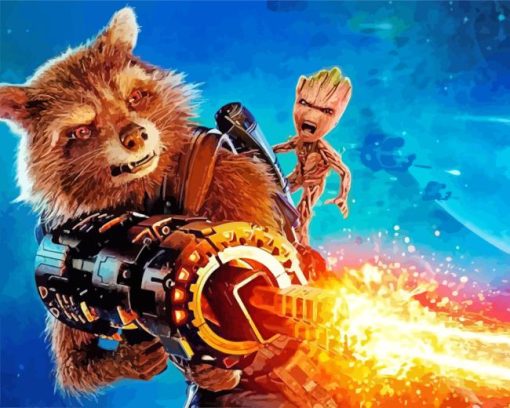 Groot Rocket Racoon Diamond Painting