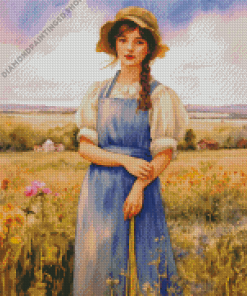 Cute Farmer Girl Diamond Painting