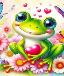 Frog With Butterflies Diamond Painting