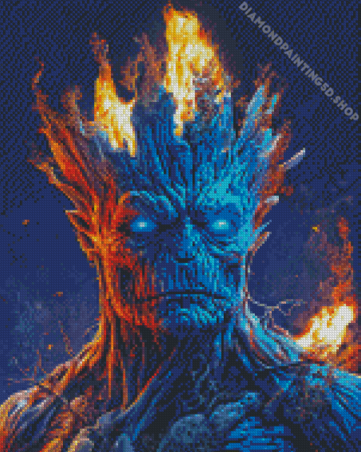 Evil Groot Fire Diamond Painting