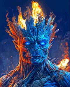 Evil Groot Fire Diamond Painting