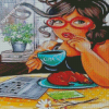 Fat Lady And Coffee Diamond Painting