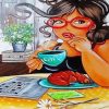 Fat Lady And Coffee Diamond Painting