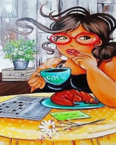 Fat Lady And Coffee Diamond Painting