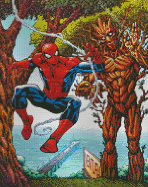 Groot And Spider Man Diamond Painting