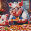 Pig Eating Pizza Diamond Painting