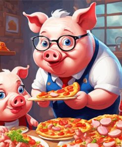 Pig Eating Pizza Diamond Painting