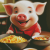 Pig Eating Spaghetti Diamond Painting