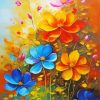 Pink Blue Flowers Diamond Painting