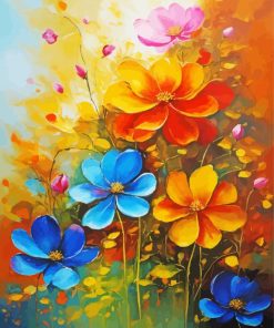 Pink Blue Flowers Diamond Painting