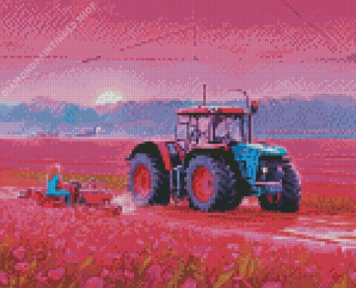 Pink Tractor Diamond Painting