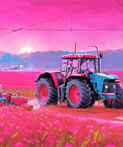 Pink Tractor Diamond Painting